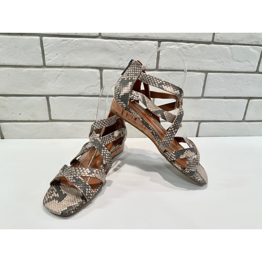 Indigo Rd. Snake Print Gladiator Wedge Sandals‎ Women's Size 6 Back Cork Wedge